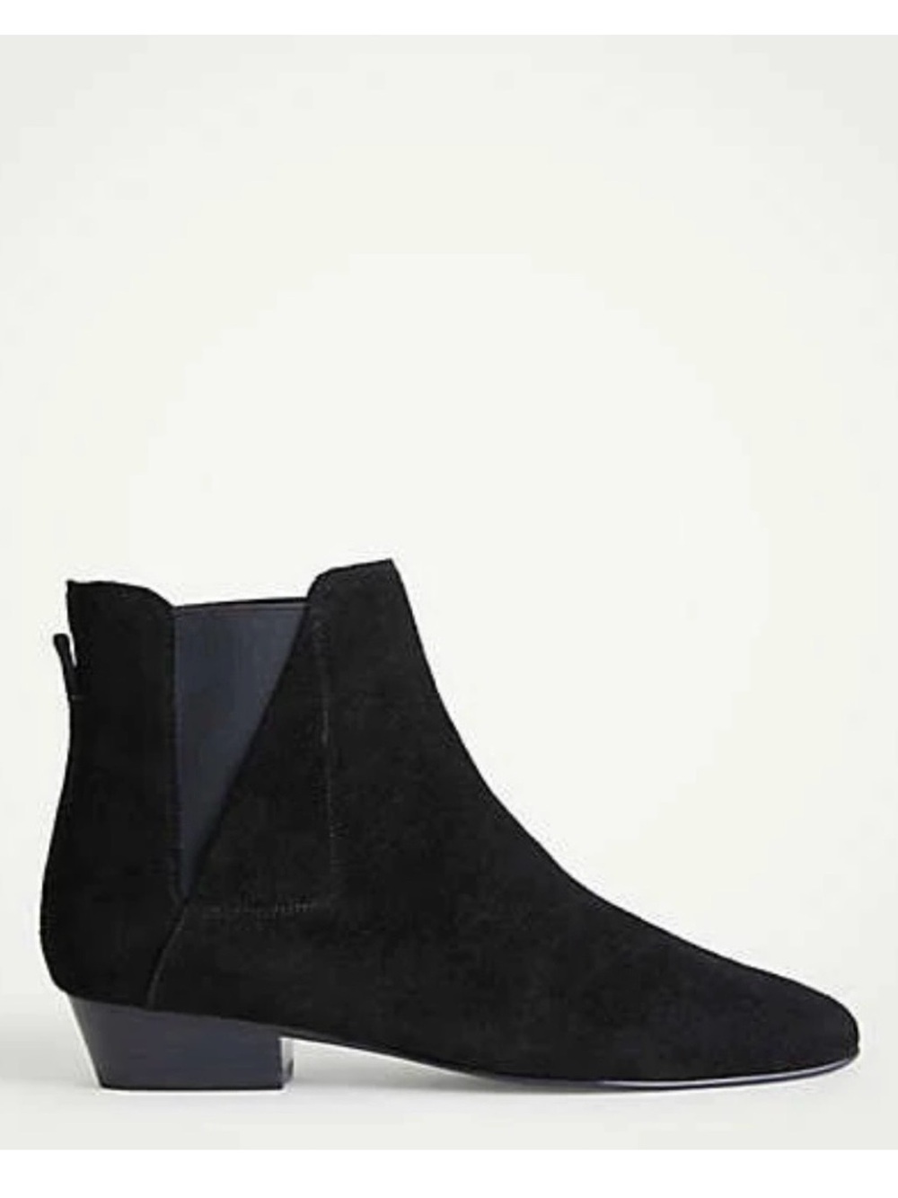 Ann Taylor Black Suede Chelsea Booties
